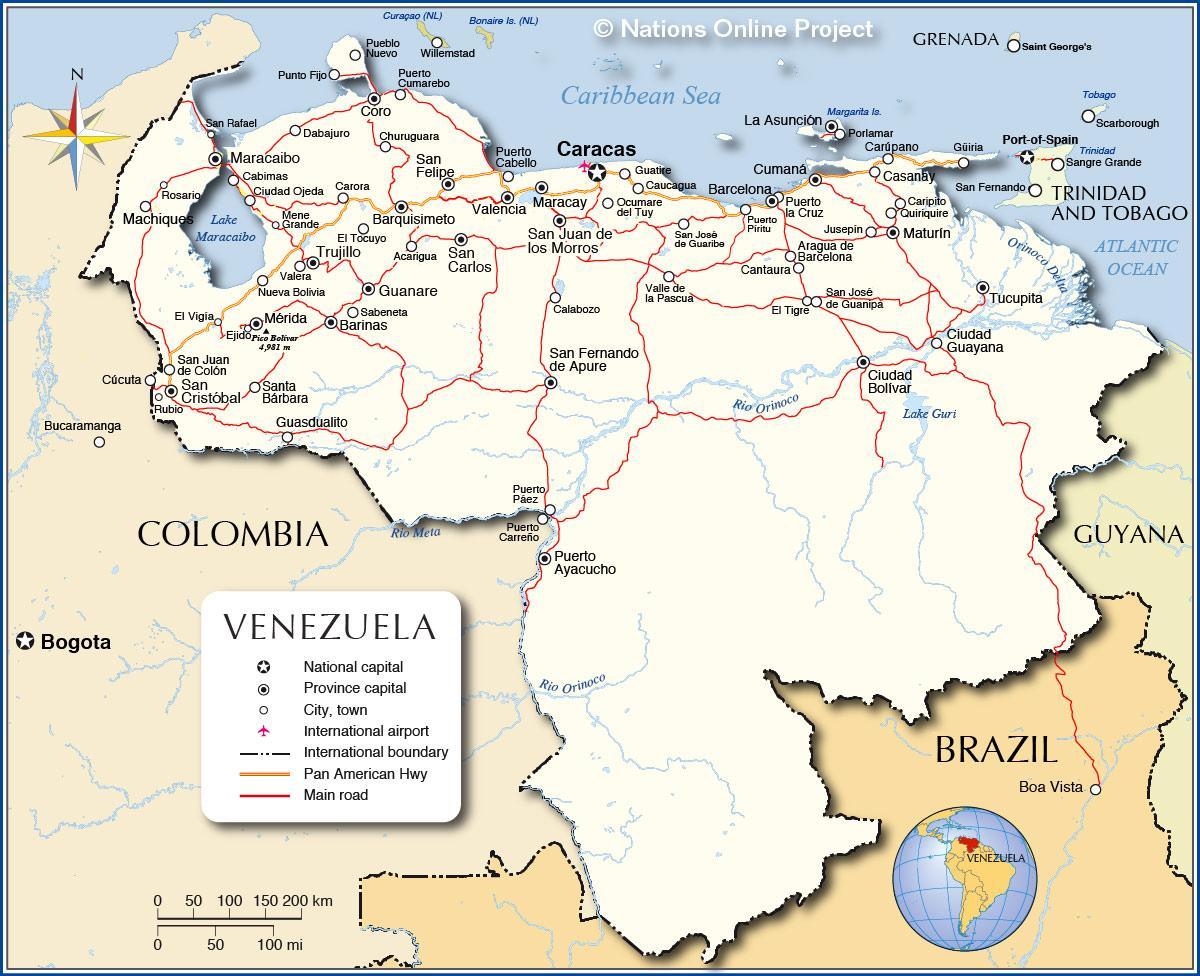մանրամասն քարտեզը Վենեսուելայի