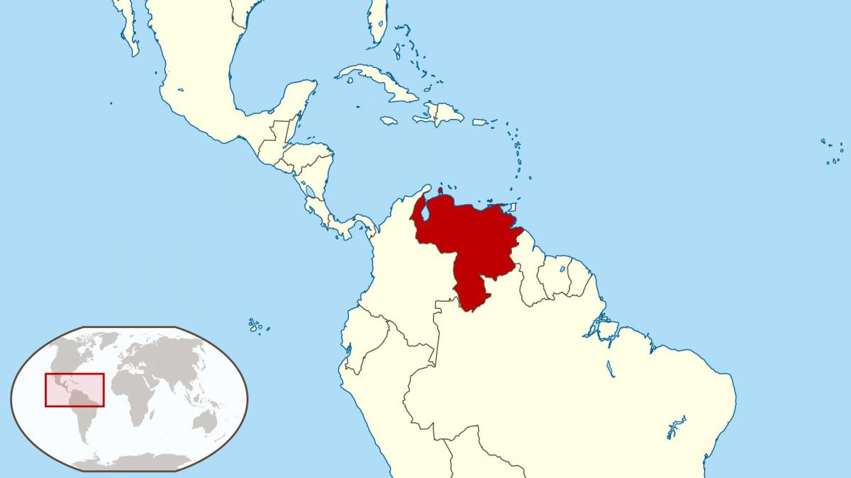 Վենեսուելան քարտեզի վրա Հարավային Ամերիկայի