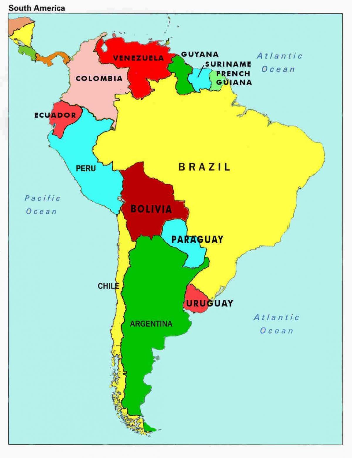 քարտեզ Վենեսուելայի եւ հարեւան երկրների