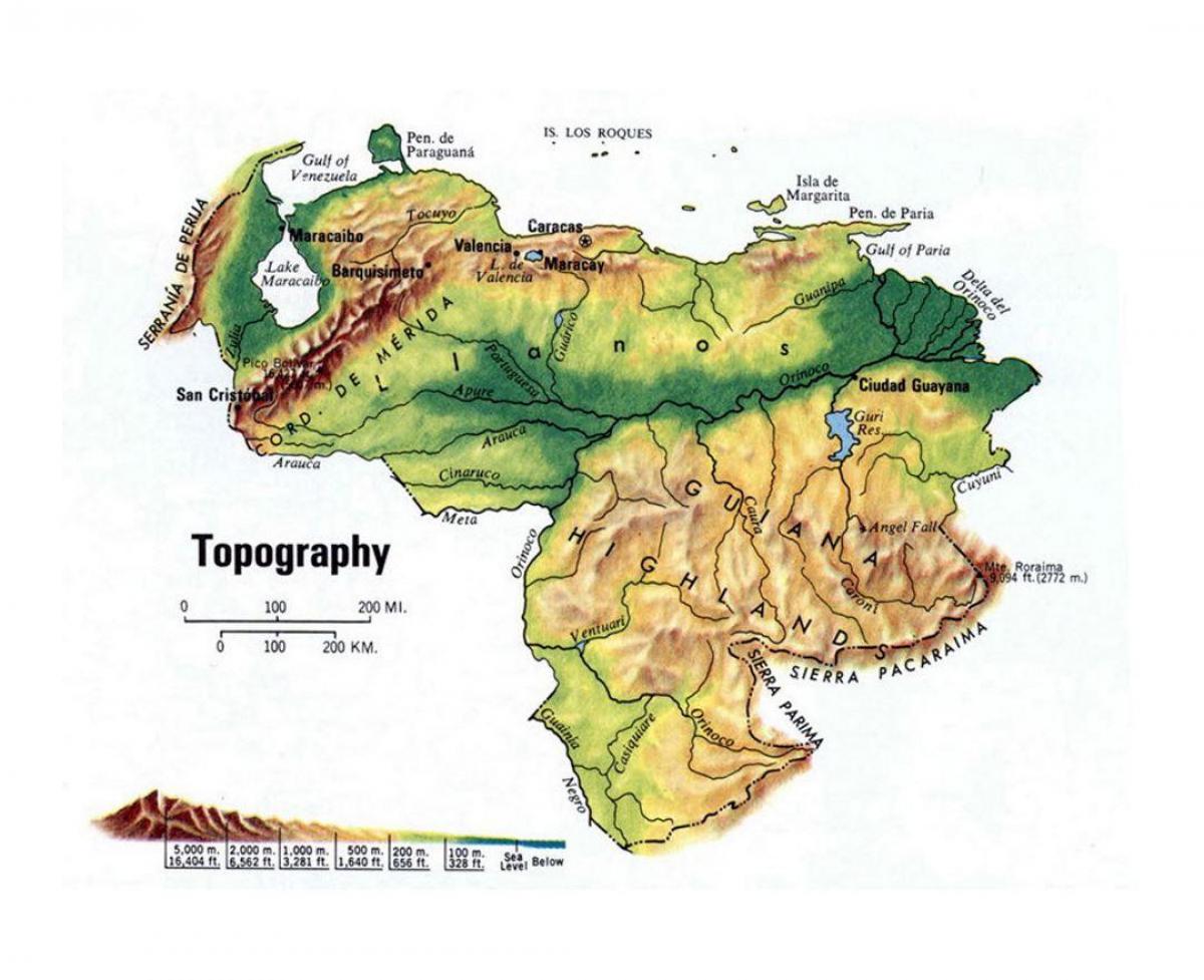 топографическая քարտեզ Վենեսուելա