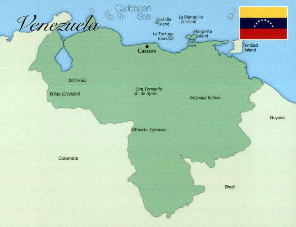 քարտեզ Վենեսուելայի քաղաքների հետ