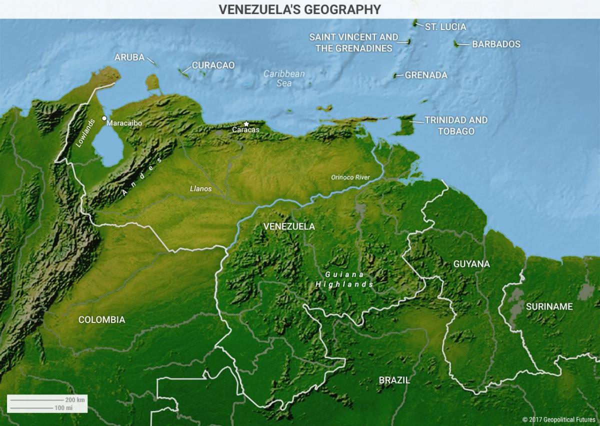 քարտեզի աշխարհագրության Վենեսուելա 