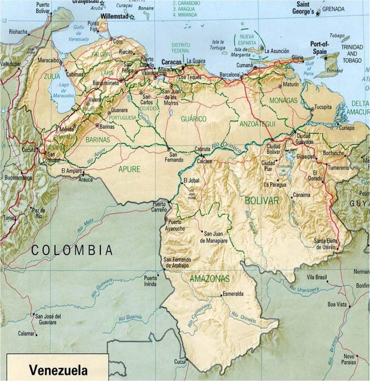 քարտեզ գետի Վենեսուելայի 