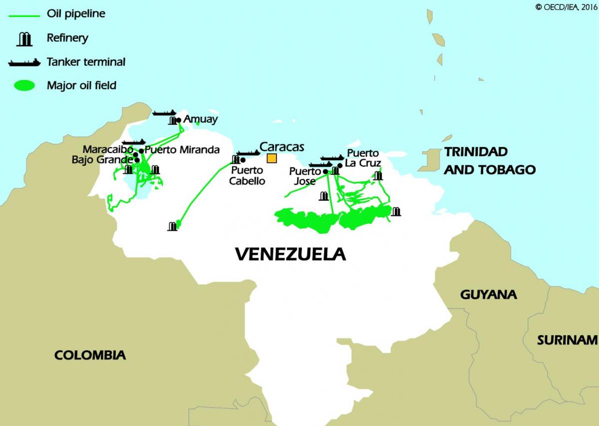 Վենեսուելայի նավթի պաշարները քարտեզի վրա