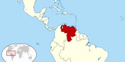 Վենեսուելան քարտեզի վրա Հարավային Ամերիկայի