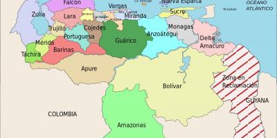 Քարտեզ Վենեսուելայի պետությունների